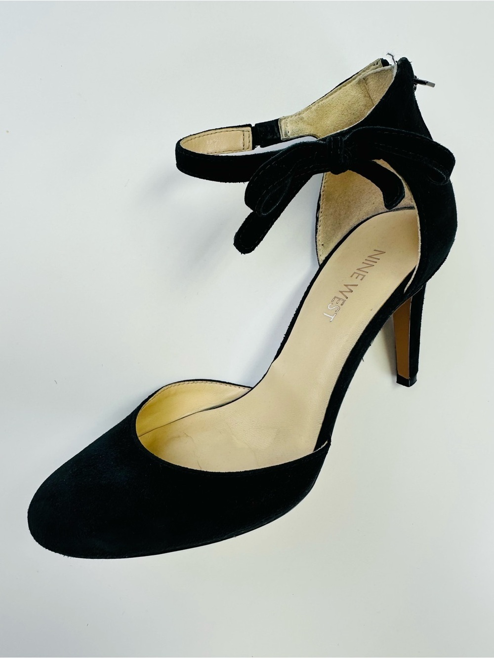 Nine West black heels Size 8.5 suede ankle strap Party Cocktail Wedding Dance